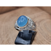 echt zilveren ring met Blauwe Chalcedoon